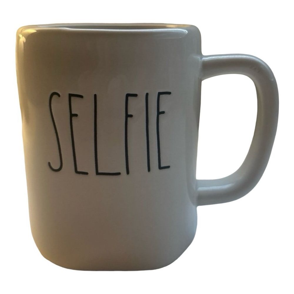 Rae Dunn Selfie Mug‎ - White Ceramic Coffee Cup - Novelty Home Decor